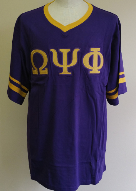 Omega Purple V-Neck Applique Lettering Tee - BD